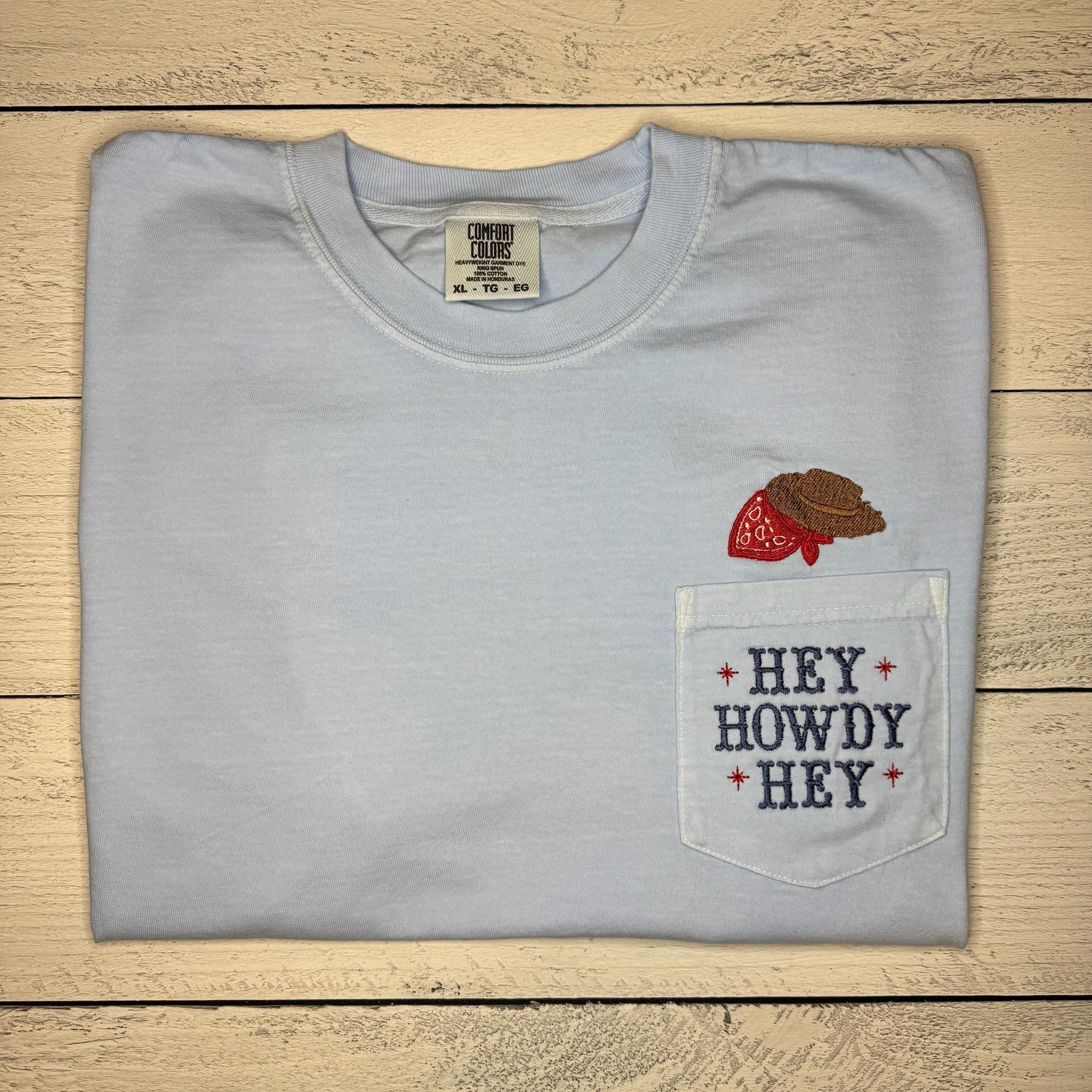 Howdy Pocket Tee – Magical Castle Embroidery